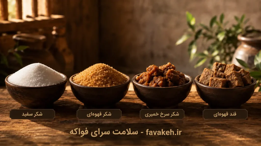شکر قهوه‌ای و شکر سرخ نیشکر جایگزین شکر سفید